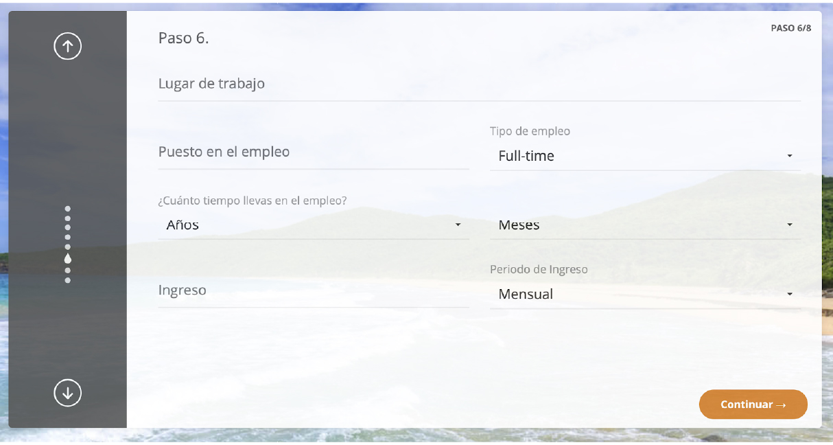 Paso 6: Compártenos información sobre tu empleo y sueldo