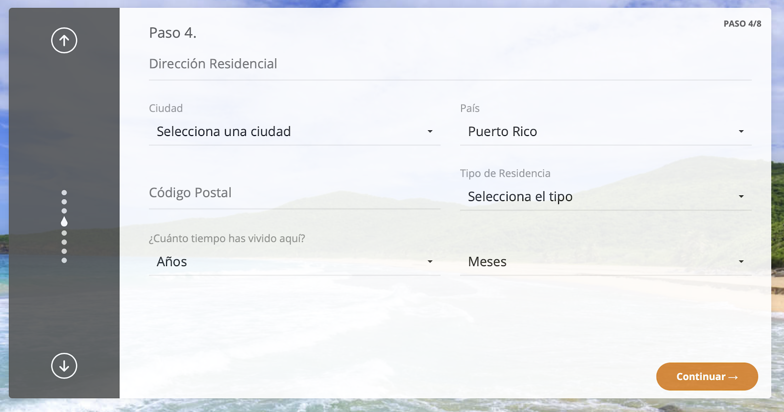 Paso 4: Entra información sobre tu residencia principal