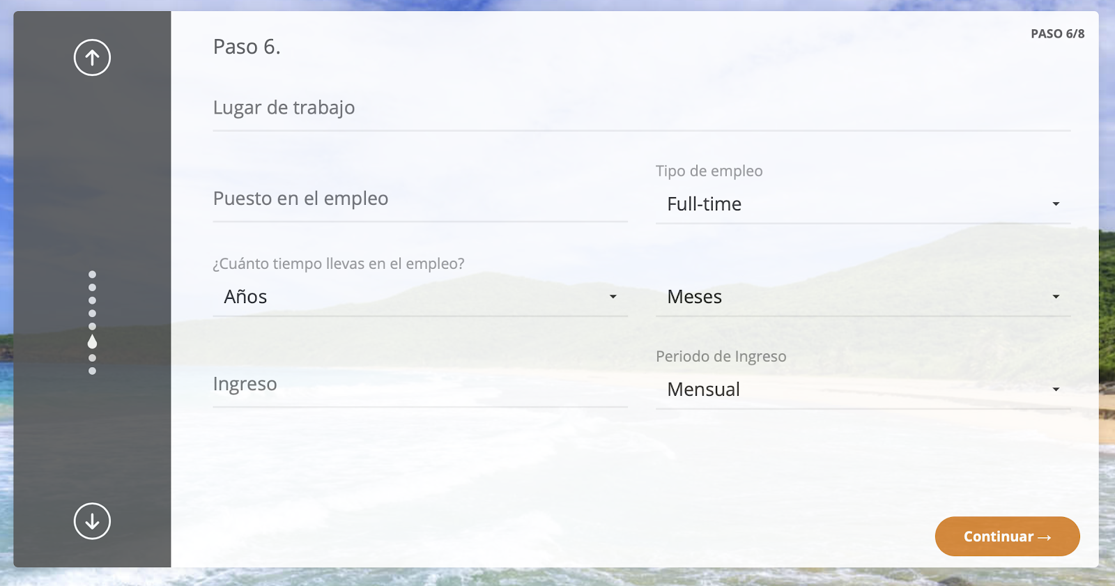 Paso 6: Compártenos información sobre tu empleo y sueldo